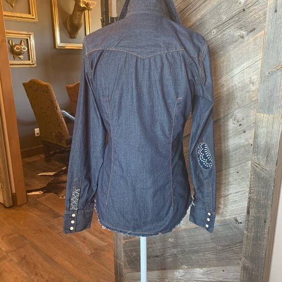 Lucky Brand Denim Western Pearl Snap Shirt Size S - Picture 9 of 9